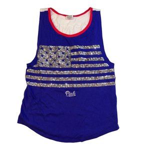 PINK Victorias Secret Womens Red White‎ Blue American Flag Tank Top, Size XS